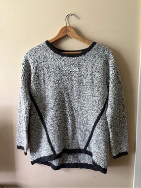 Lou & Grey Black and White Marled Knit Sweater